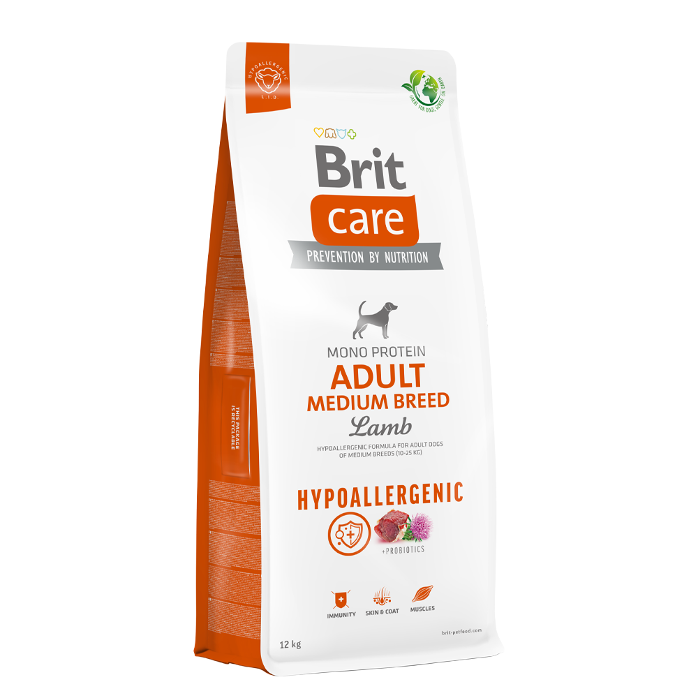 Brit Care Hypoallergenic Perro Adulto Raza Mediana - Cordero y arroz 12 kg