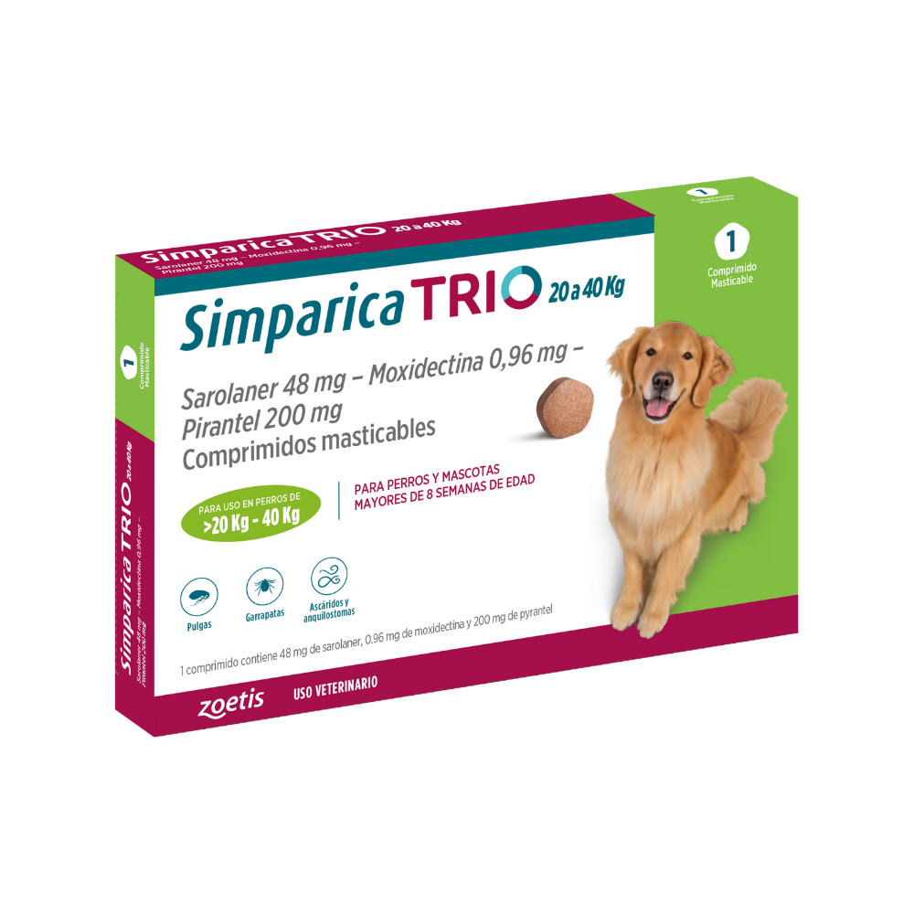 Simparica Trio - Antiparasitario interno y externo