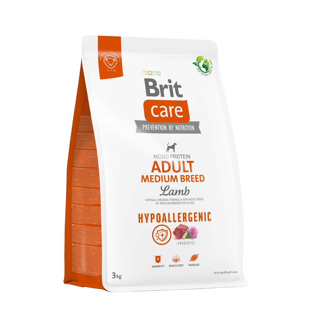 Brit Care Hypoallergenic Perro Adulto Raza Mediana - Cordero y arroz 3kg