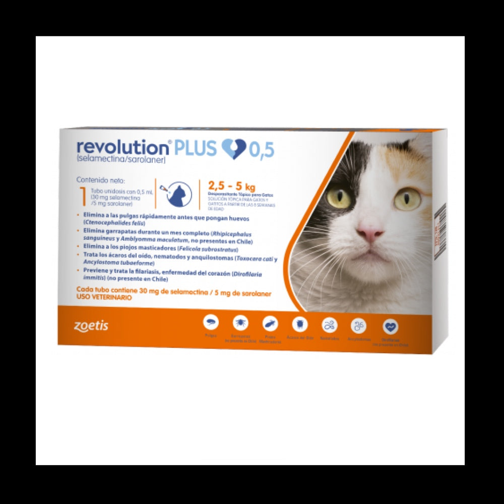 Revolution plus 0,5 ml gatos de 2.6 - 5 kg